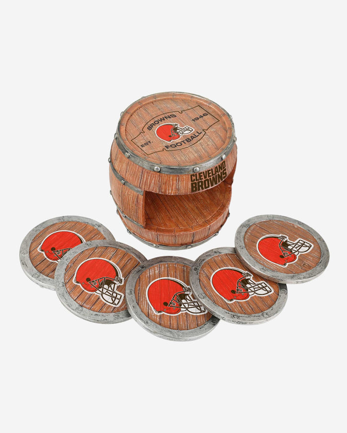 Cleveland Browns 5 Pack Barrel Coaster Set FOCO - FOCO.com