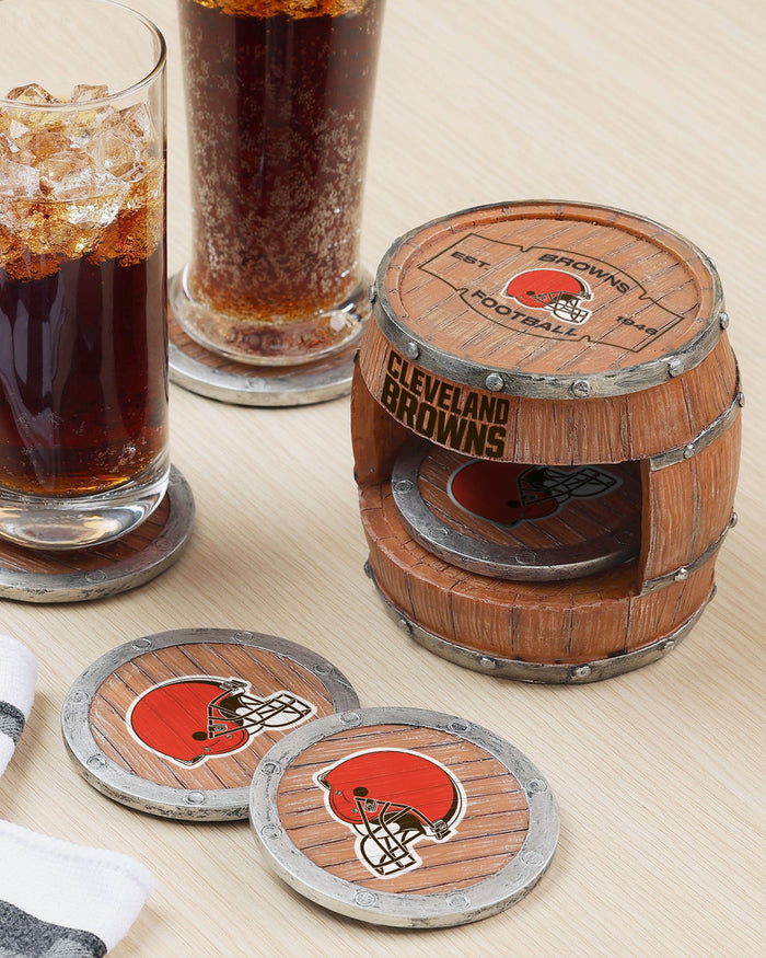 Cleveland Browns 5 Pack Barrel Coaster Set FOCO - FOCO.com