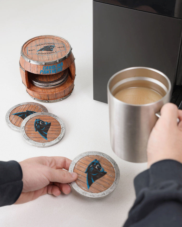 Carolina Panthers 5 Pack Barrel Coaster Set FOCO - FOCO.com