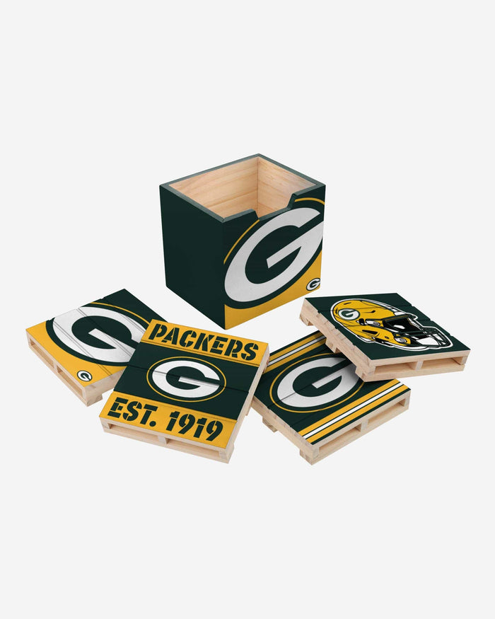 Green Bay Packers 4 Pack Pallet Coaster Set FOCO - FOCO.com