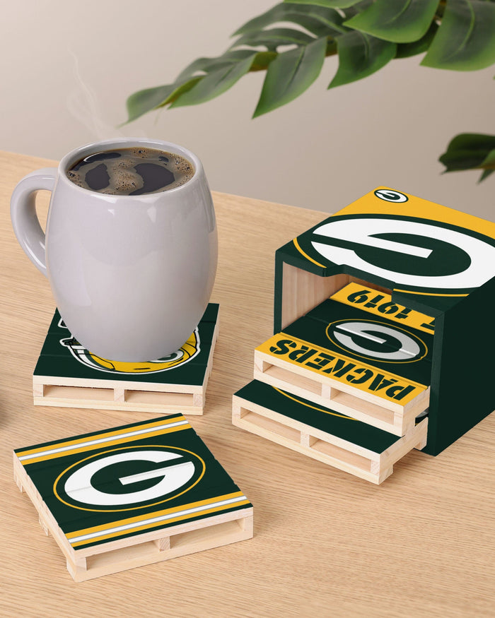 Green Bay Packers 4 Pack Pallet Coaster Set FOCO - FOCO.com