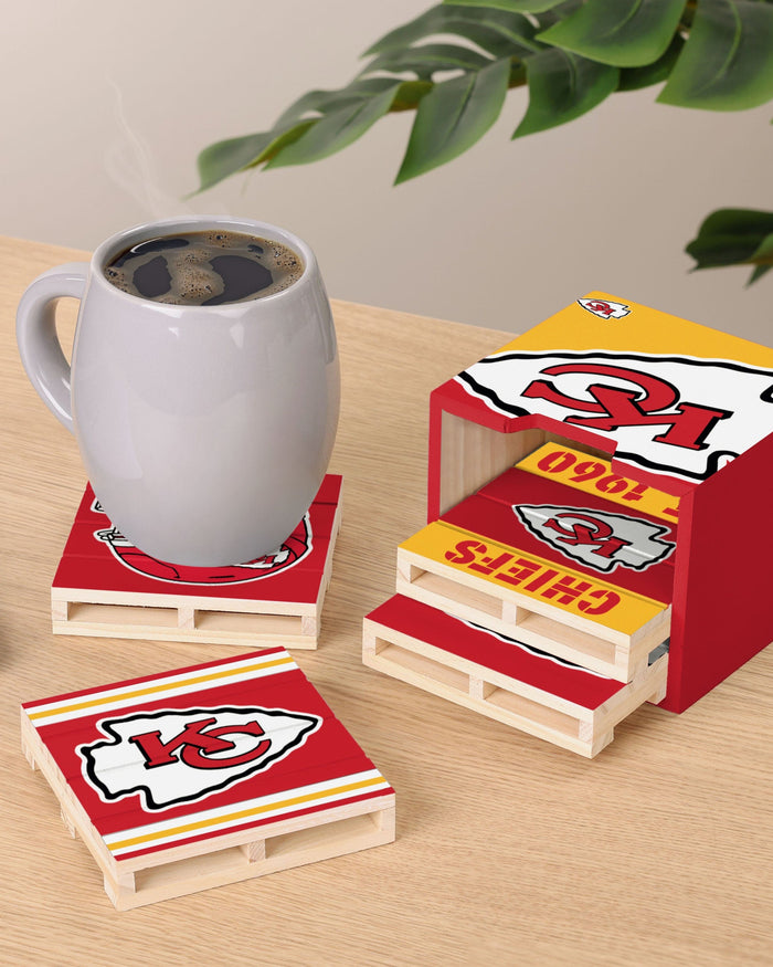 Kansas City Chiefs 4 Pack Pallet Coaster Set FOCO - FOCO.com