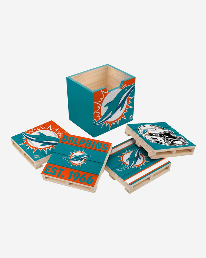 Miami Dolphins 4 Pack Pallet Coaster Set FOCO - FOCO.com