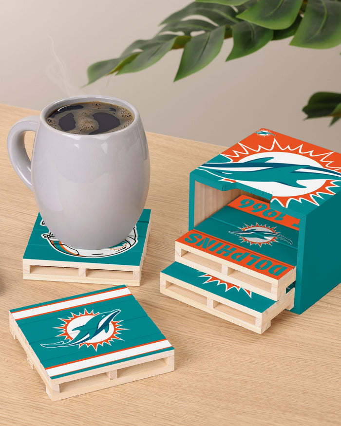 Miami Dolphins 4 Pack Pallet Coaster Set FOCO - FOCO.com