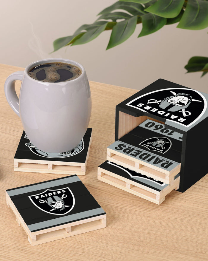 Las Vegas Raiders 4 Pack Pallet Coaster Set FOCO - FOCO.com