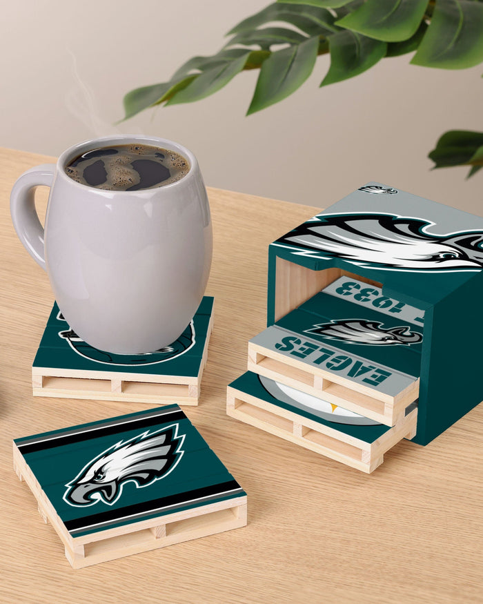 Philadelphia Eagles 4 Pack Pallet Coaster Set FOCO - FOCO.com