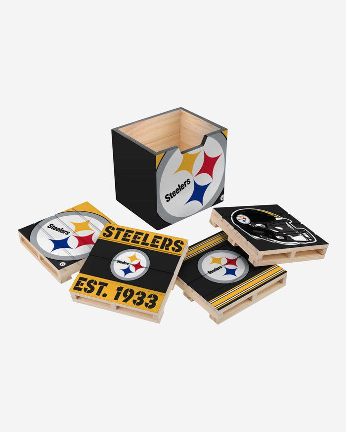 Pittsburgh Steelers 4 Pack Pallet Coaster Set FOCO - FOCO.com