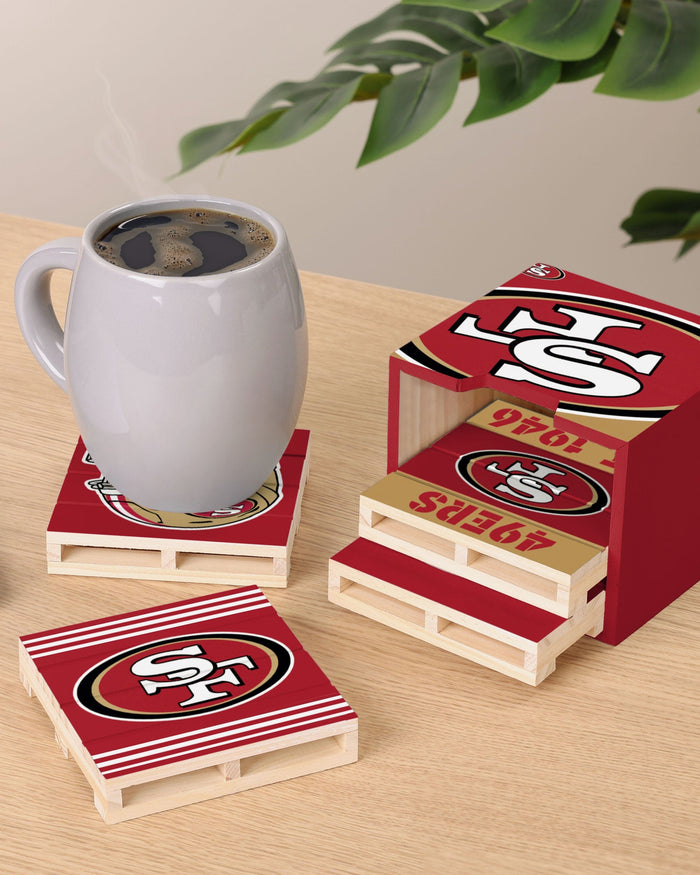 San Francisco 49ers 4 Pack Pallet Coaster Set FOCO - FOCO.com