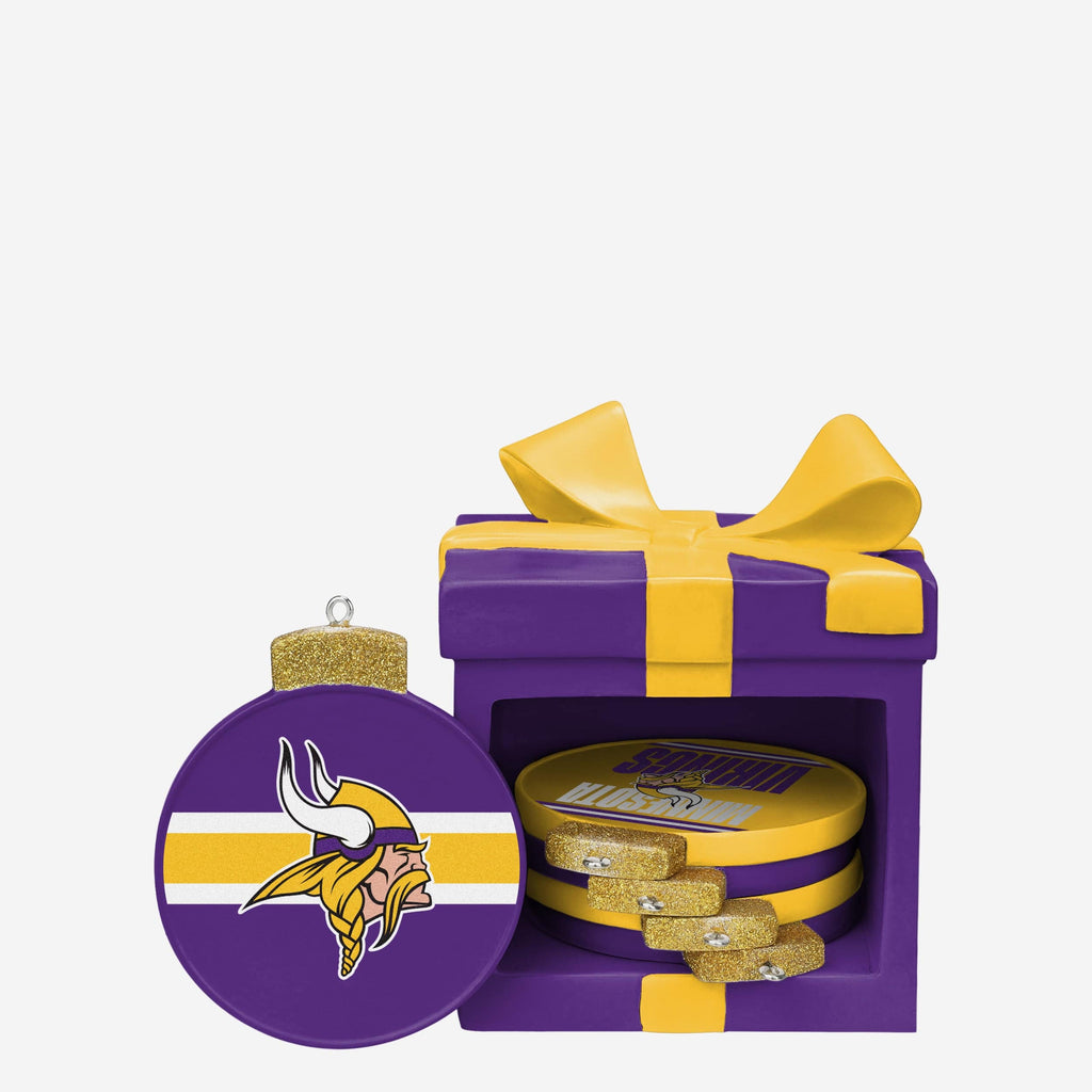 Minnesota Vikings Holiday 5 Pack Coaster Set FOCO - FOCO.com