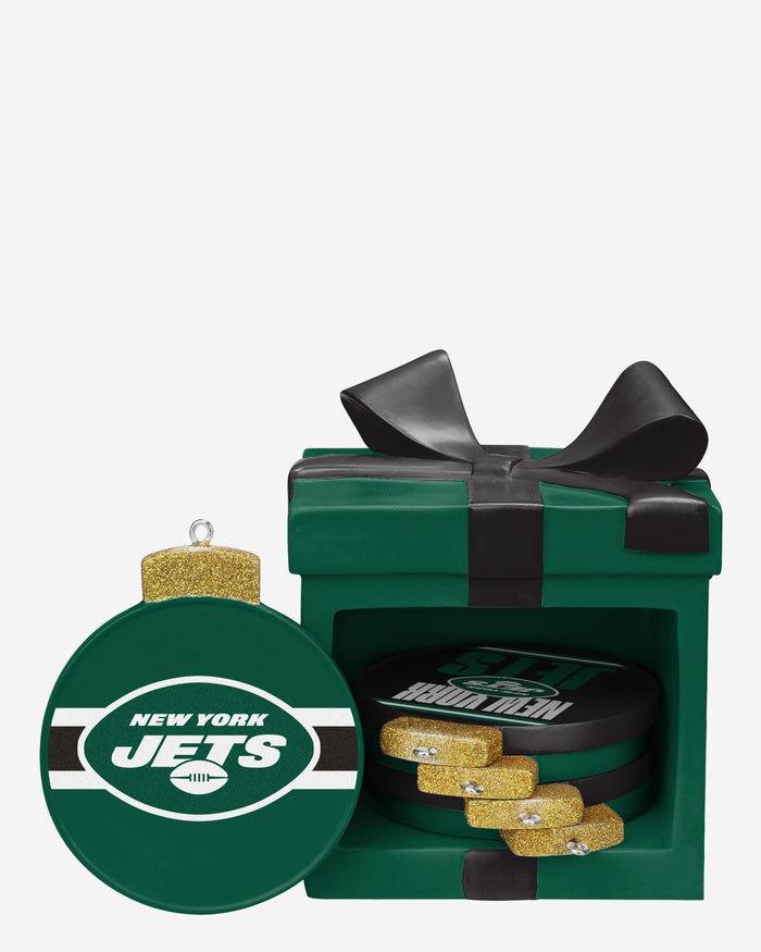 New York Jets Holiday 5 Pack Coaster Set FOCO - FOCO.com