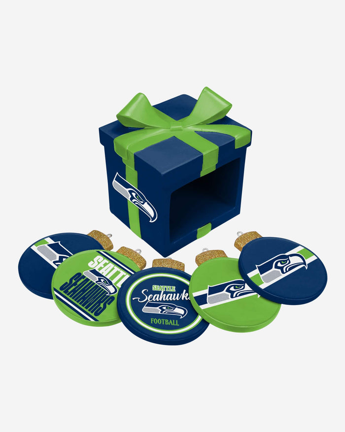 Seattle Seahawks Holiday 5 Pack Coaster Set FOCO - FOCO.com