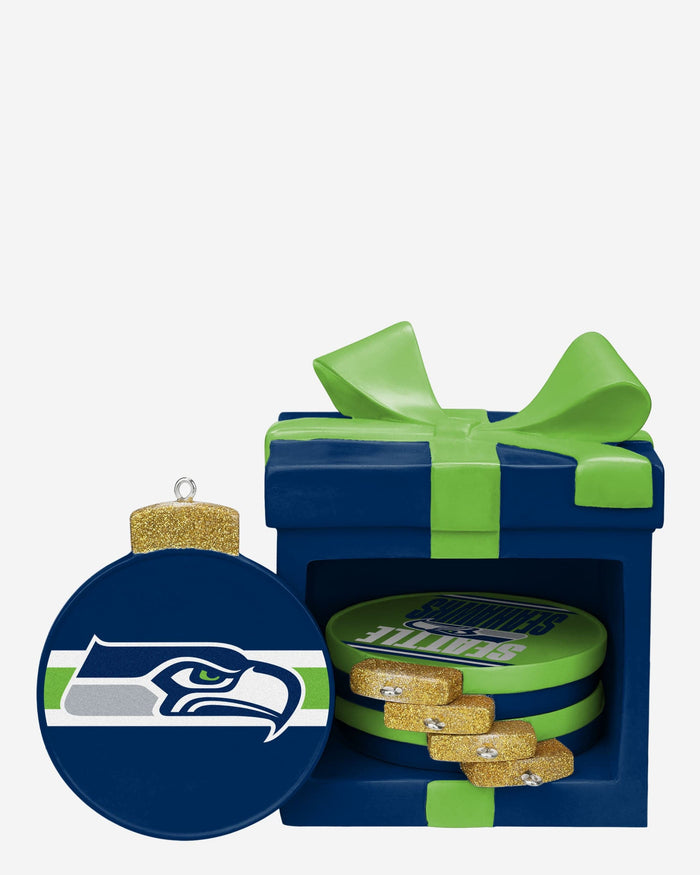 Seattle Seahawks Holiday 5 Pack Coaster Set FOCO - FOCO.com