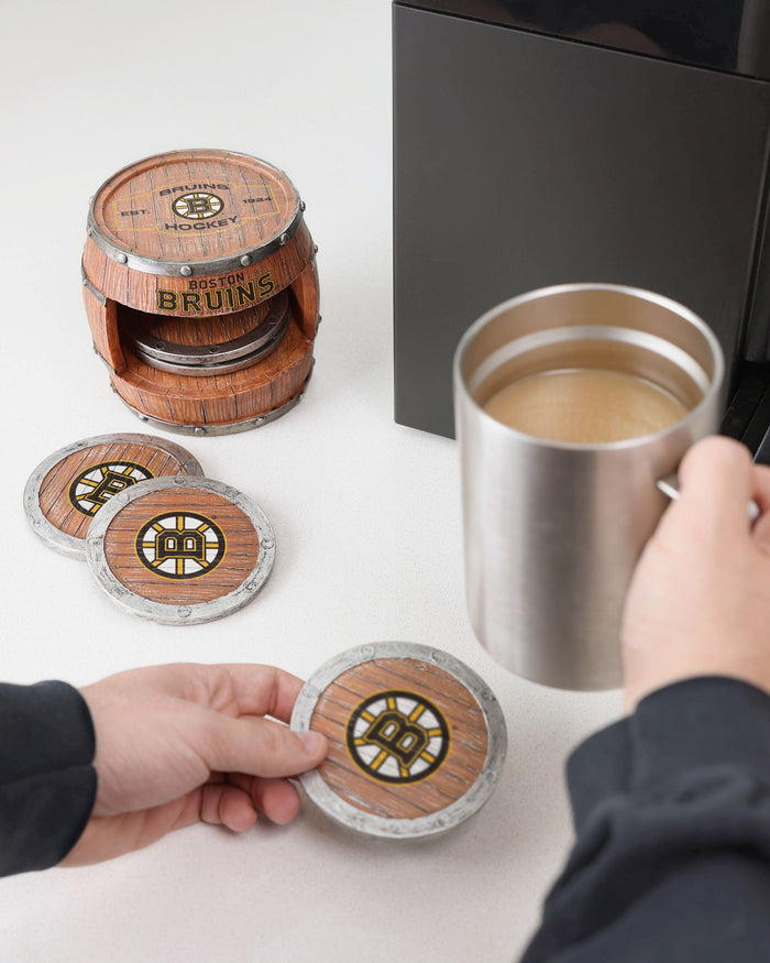 Boston Bruins 5 Pack Barrel Coaster Set FOCO - FOCO.com