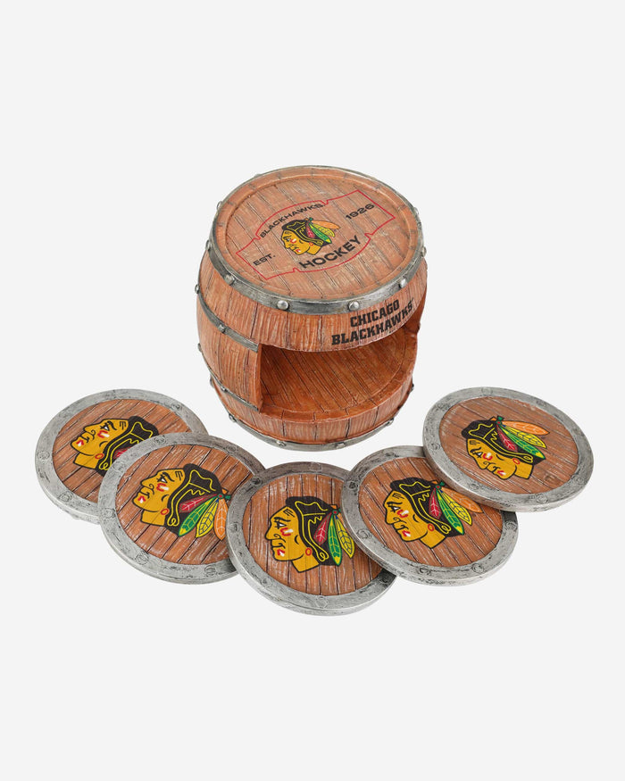 Chicago Blackhawks 5 Pack Barrel Coaster Set FOCO - FOCO.com