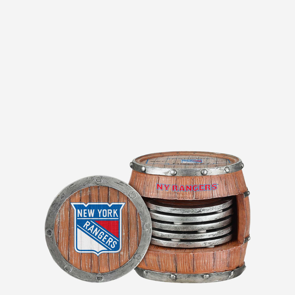 New York Rangers 5 Pack Barrel Coaster Set FOCO - FOCO.com