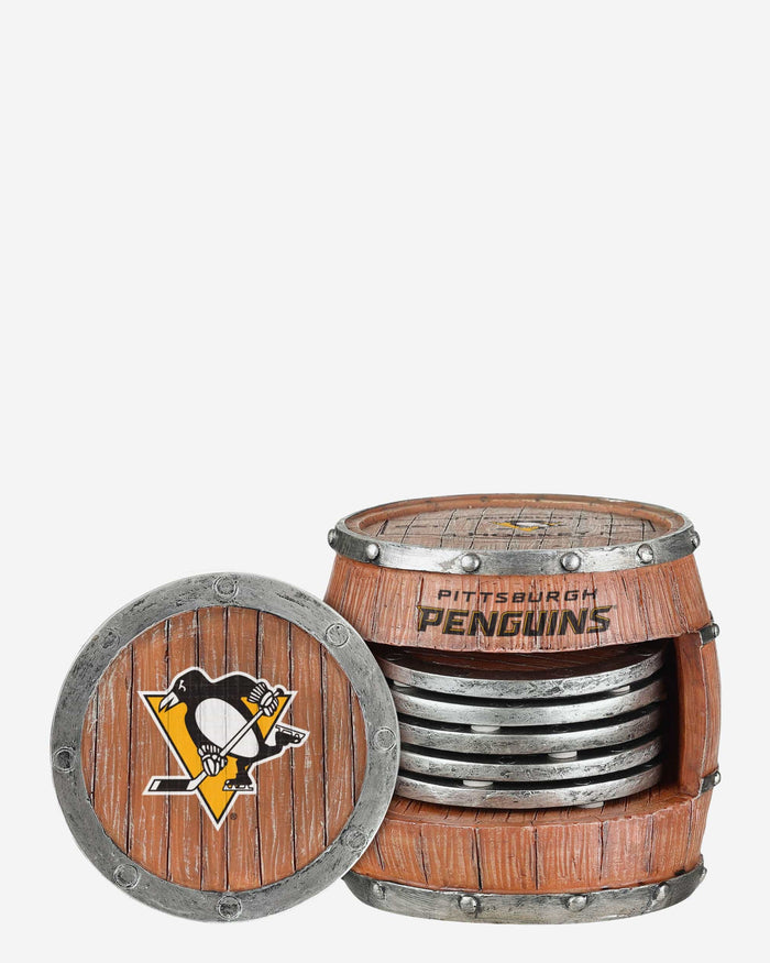 Pittsburgh Penguins 5 Pack Barrel Coaster Set FOCO - FOCO.com