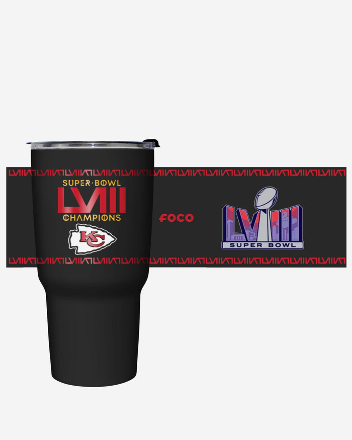 Kansas City Chiefs Super Bowl LVIII Champions Black Diamond 27 oz Stainless Steel Tumbler FOCO - FOCO.com