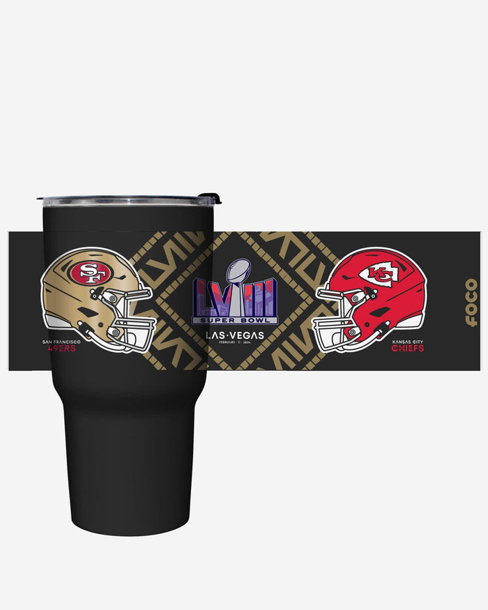 Kansas City Chiefs vs San Francisco 49ers Super Bowl LVIII Black 27 oz Stainless Steel Tumbler FOCO - FOCO.com