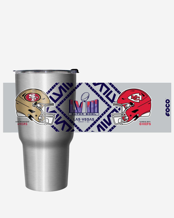 Kansas City Chiefs vs San Francisco 49ers Super Bowl LVIII Silver 27 oz Stainless Steel Tumbler FOCO - FOCO.com