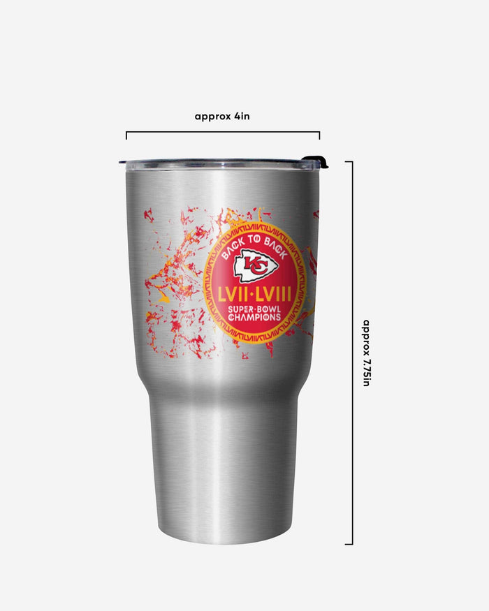 Kansas City Chiefs Super Bowl LVIII Champions Silver Marble 27 oz Stainless Steel Tumbler FOCO - FOCO.com