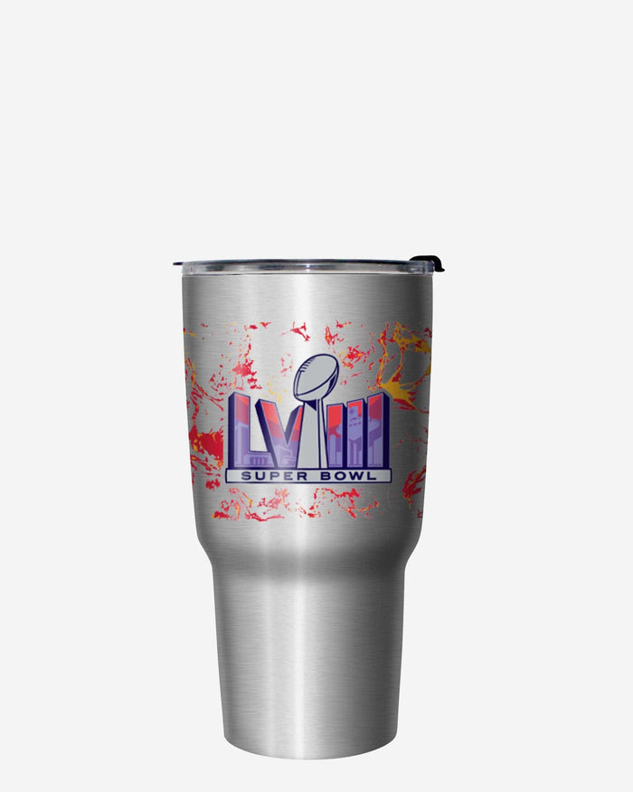 Kansas City Chiefs Super Bowl LVIII Champions Silver Marble 27 oz Stainless Steel Tumbler FOCO - FOCO.com