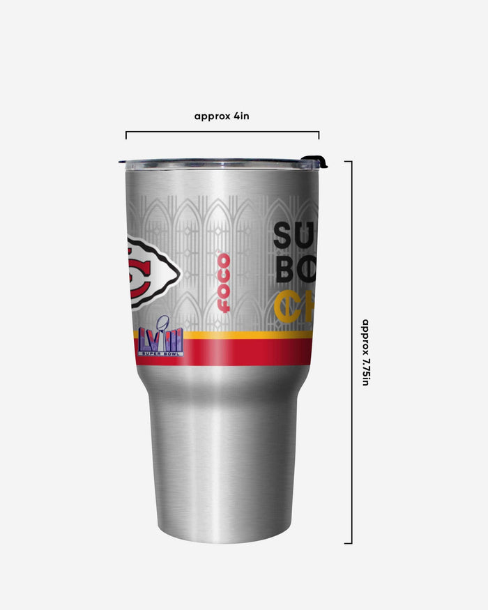 Kansas City Chiefs Super Bowl LVIII Champions Silver 27 oz Stainless Steel Tumbler FOCO - FOCO.com