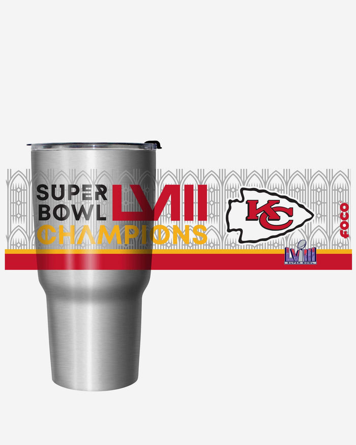 Kansas City Chiefs Super Bowl LVIII Champions Silver 27 oz Stainless Steel Tumbler FOCO - FOCO.com