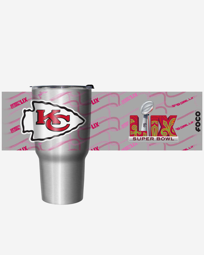 Kansas City Chiefs Super Bowl LIX Bound Silver 27 oz Stainless Steel Tumbler FOCO - FOCO.com