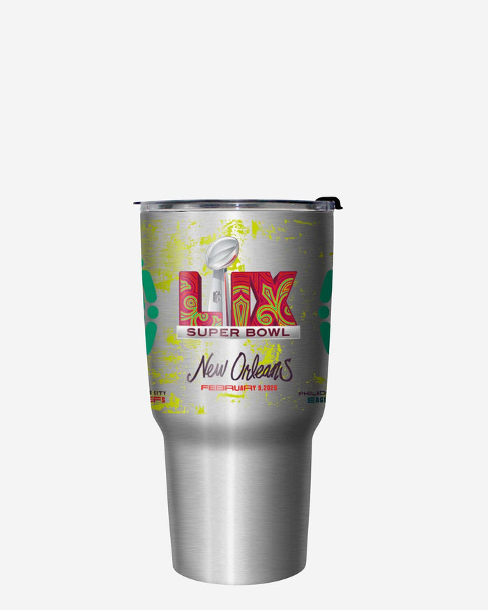 Kansas City Chiefs vs Philadelphia Eagles Super Bowl LIX Silver 27 oz Stainless Steel Tumbler FOCO - FOCO.com