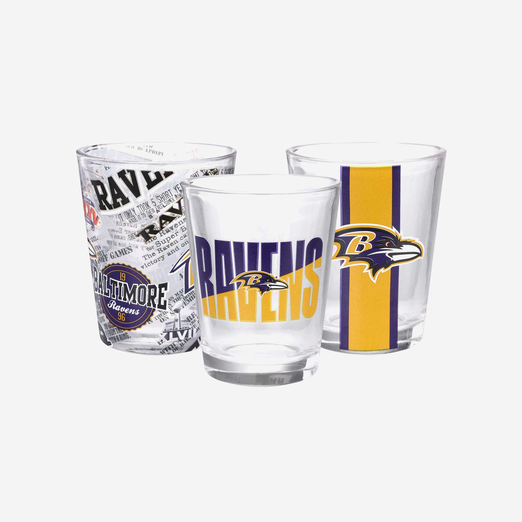 Baltimore Ravens 3 Pack Shot Glass FOCO - FOCO.com