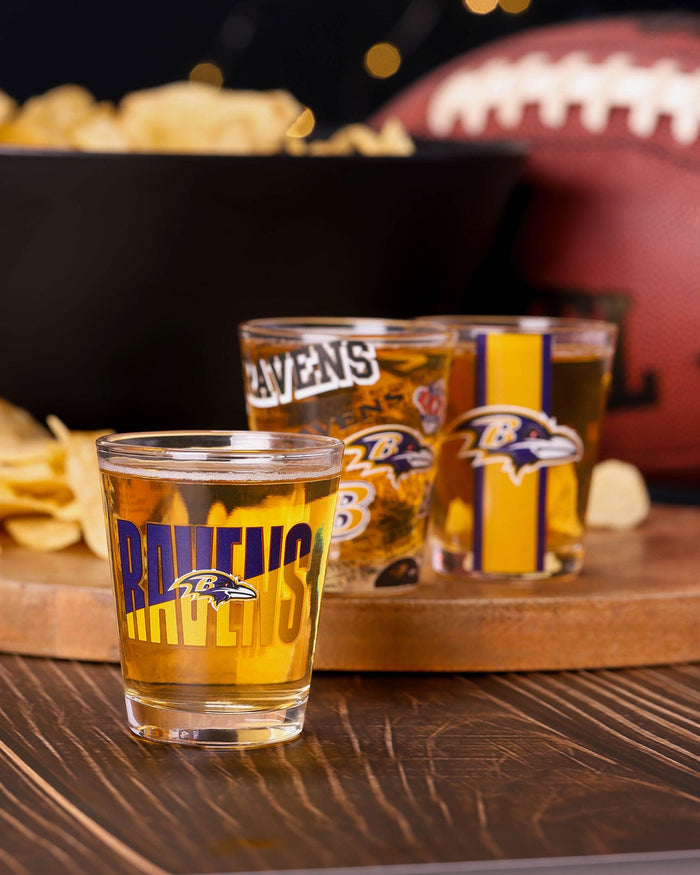 Baltimore Ravens 3 Pack Shot Glass FOCO - FOCO.com