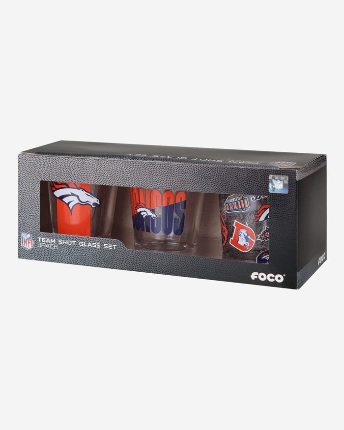 Denver Broncos 3 Pack Shot Glass FOCO - FOCO.com