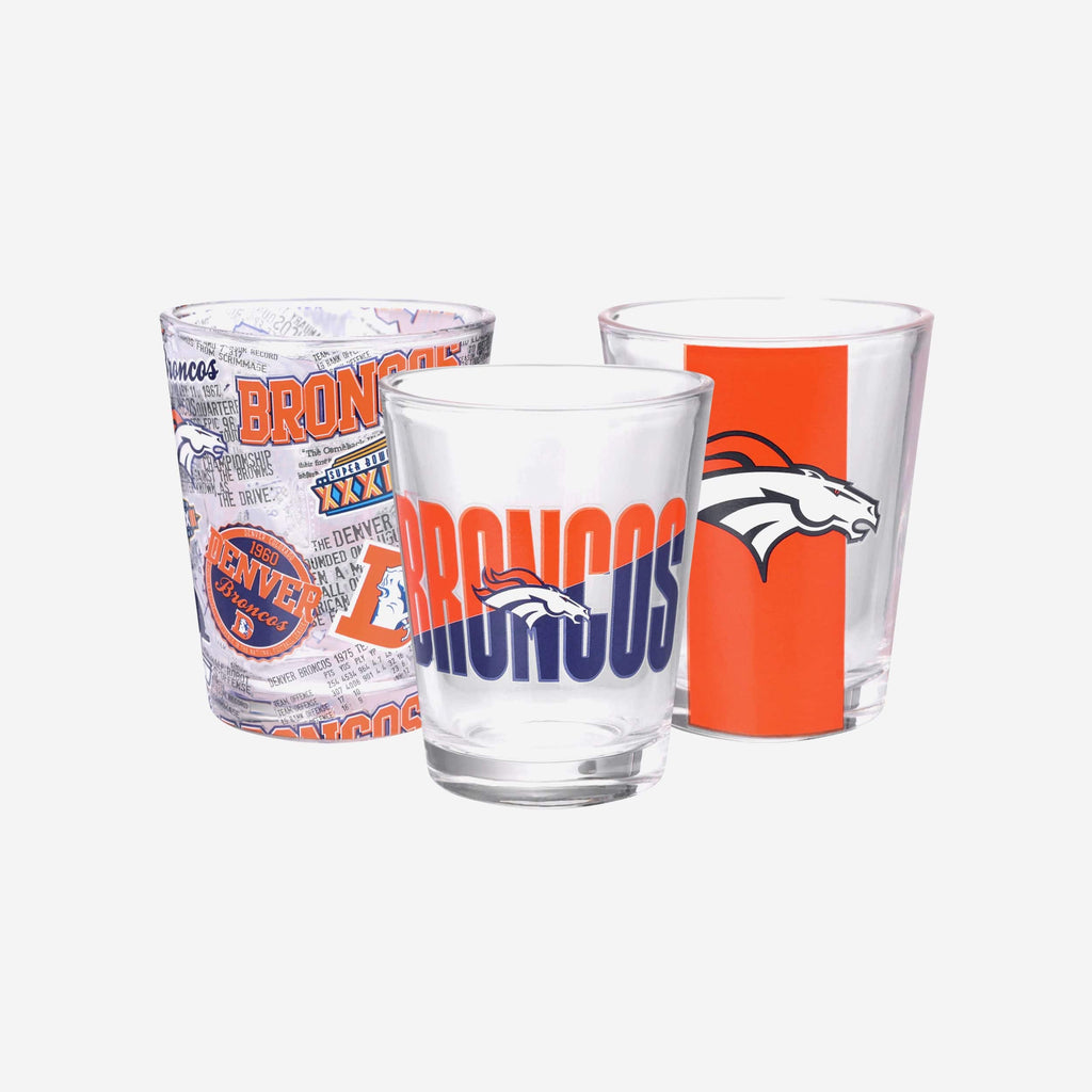 Denver Broncos 3 Pack Shot Glass FOCO - FOCO.com