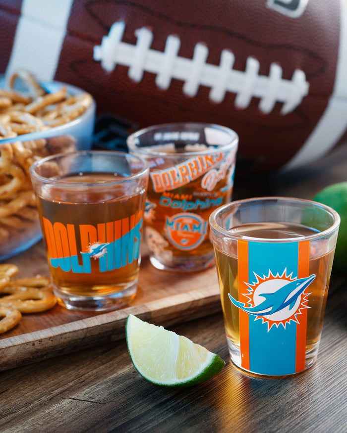 Miami Dolphins 3 Pack Shot Glass FOCO - FOCO.com