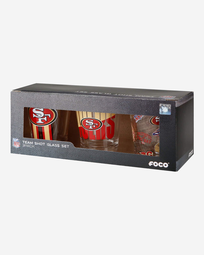 San Francisco 49ers 3 Pack Shot Glass FOCO - FOCO.com