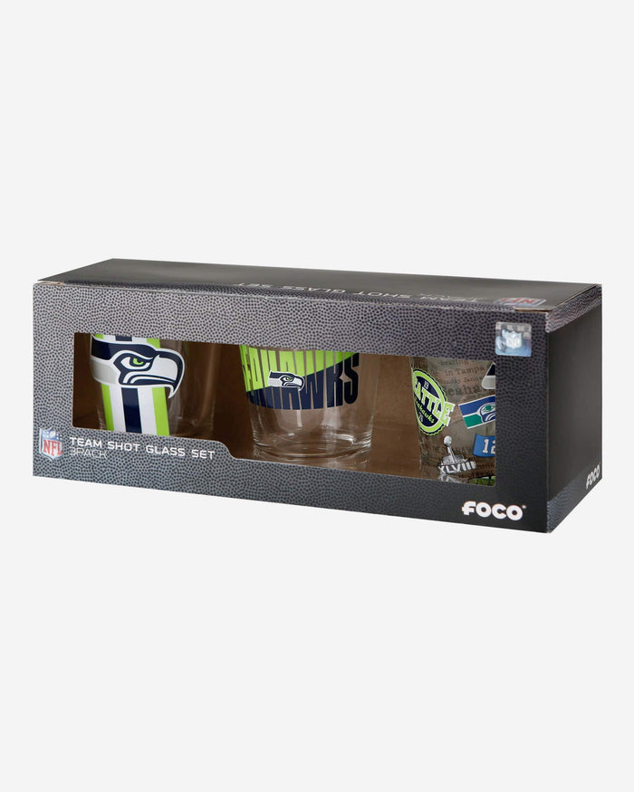 Seattle Seahawks 3 Pack Shot Glass FOCO - FOCO.com