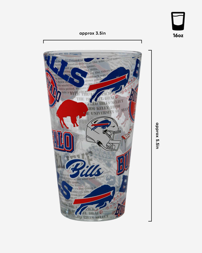 Buffalo Bills Historic Print Pint Glass FOCO - FOCO.com