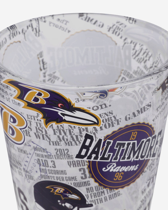 Baltimore Ravens Historic Print Pint Glass FOCO - FOCO.com