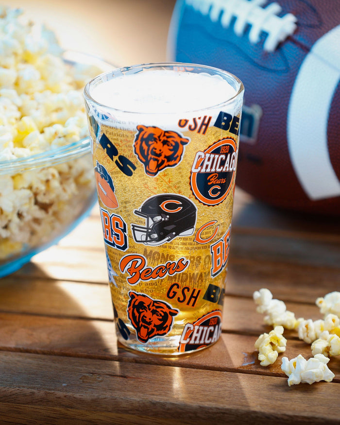 Chicago Bears Historic Print Pint Glass FOCO - FOCO.com