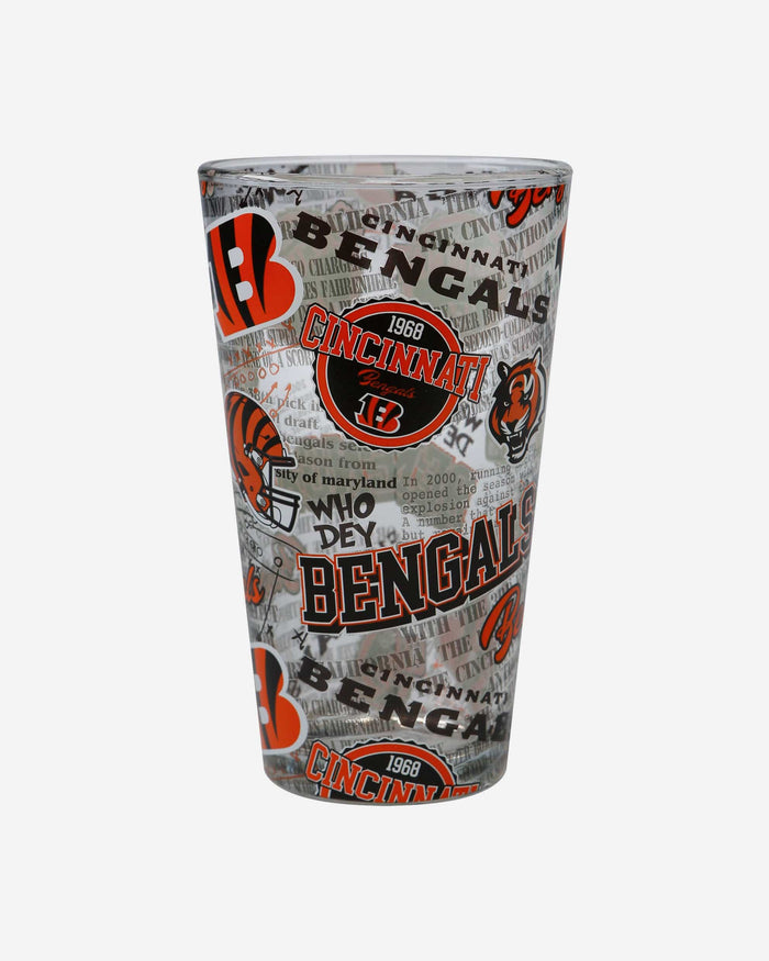 Cincinnati Bengals Historic Print Pint Glass FOCO - FOCO.com