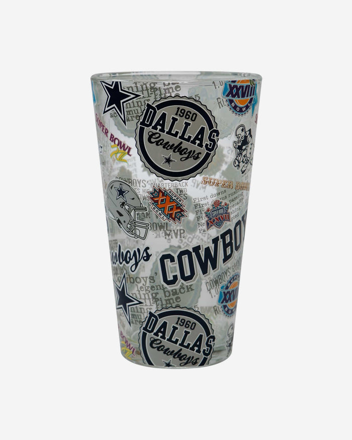 Dallas Cowboys Historic Print Pint Glass FOCO - FOCO.com