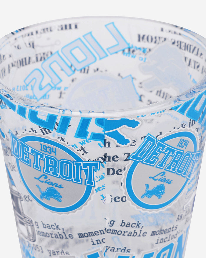 Detroit Lions Historic Print Pint Glass FOCO - FOCO.com