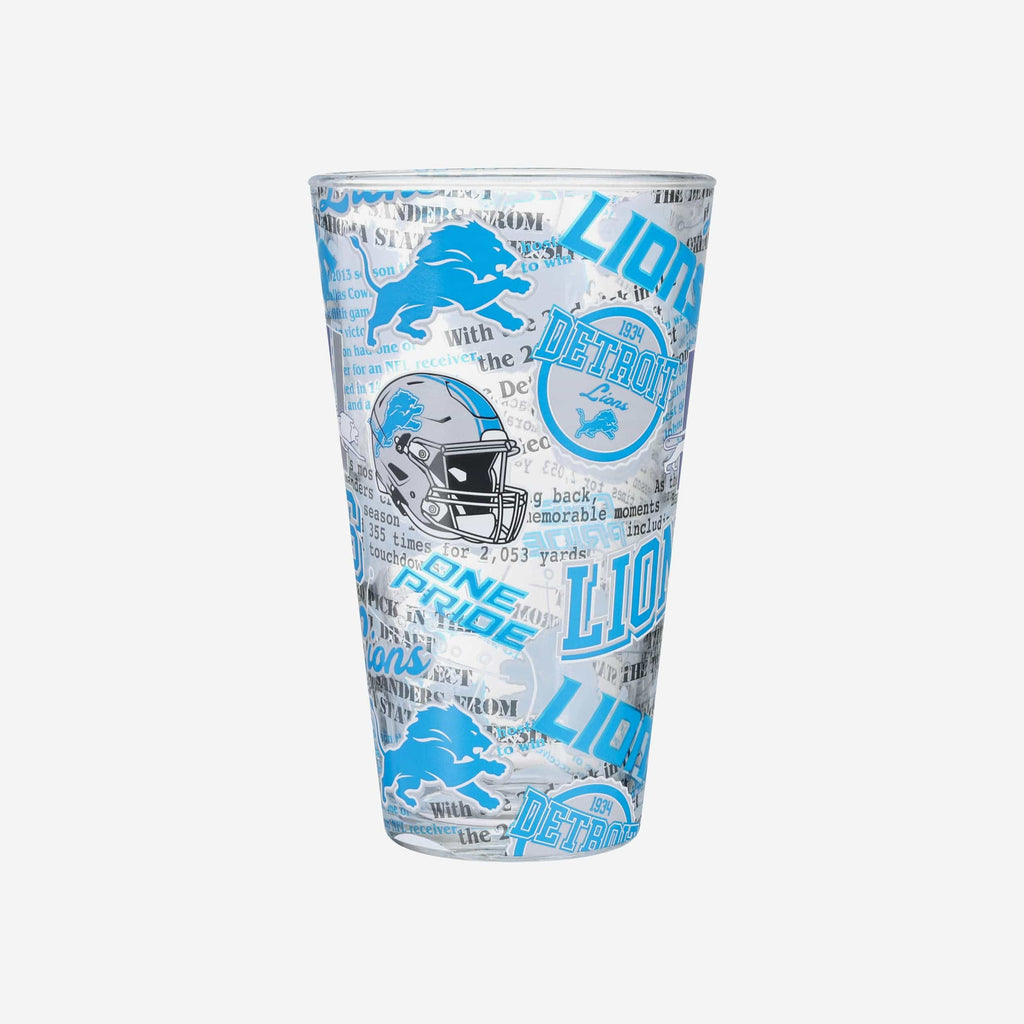 Detroit Lions Historic Print Pint Glass FOCO - FOCO.com