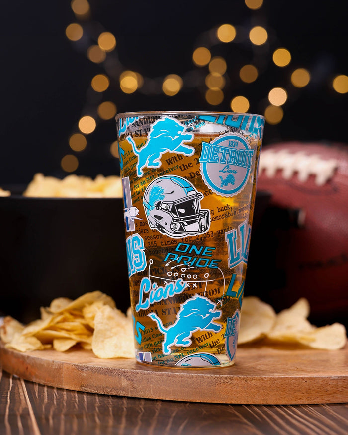 Detroit Lions Historic Print Pint Glass FOCO - FOCO.com