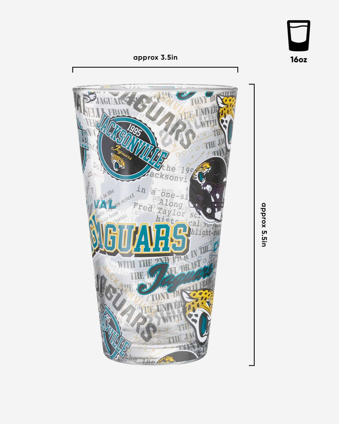 Jacksonville Jaguars Historic Print Pint Glass FOCO - FOCO.com