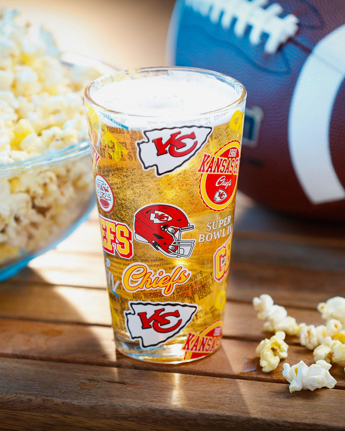 Kansas City Chiefs Historic Print Pint Glass FOCO - FOCO.com