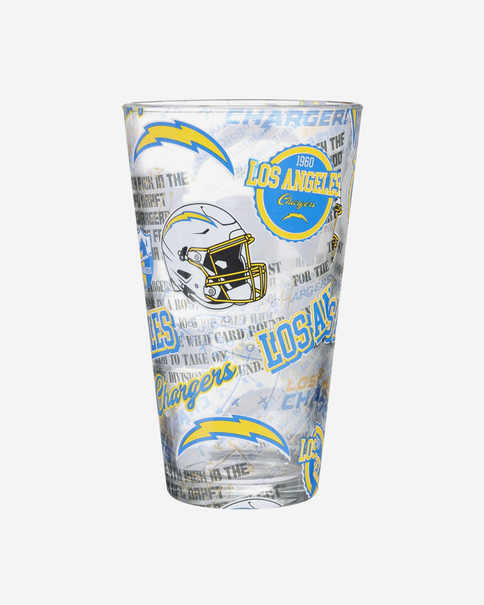 Los Angeles Chargers Historic Print Pint Glass FOCO - FOCO.com