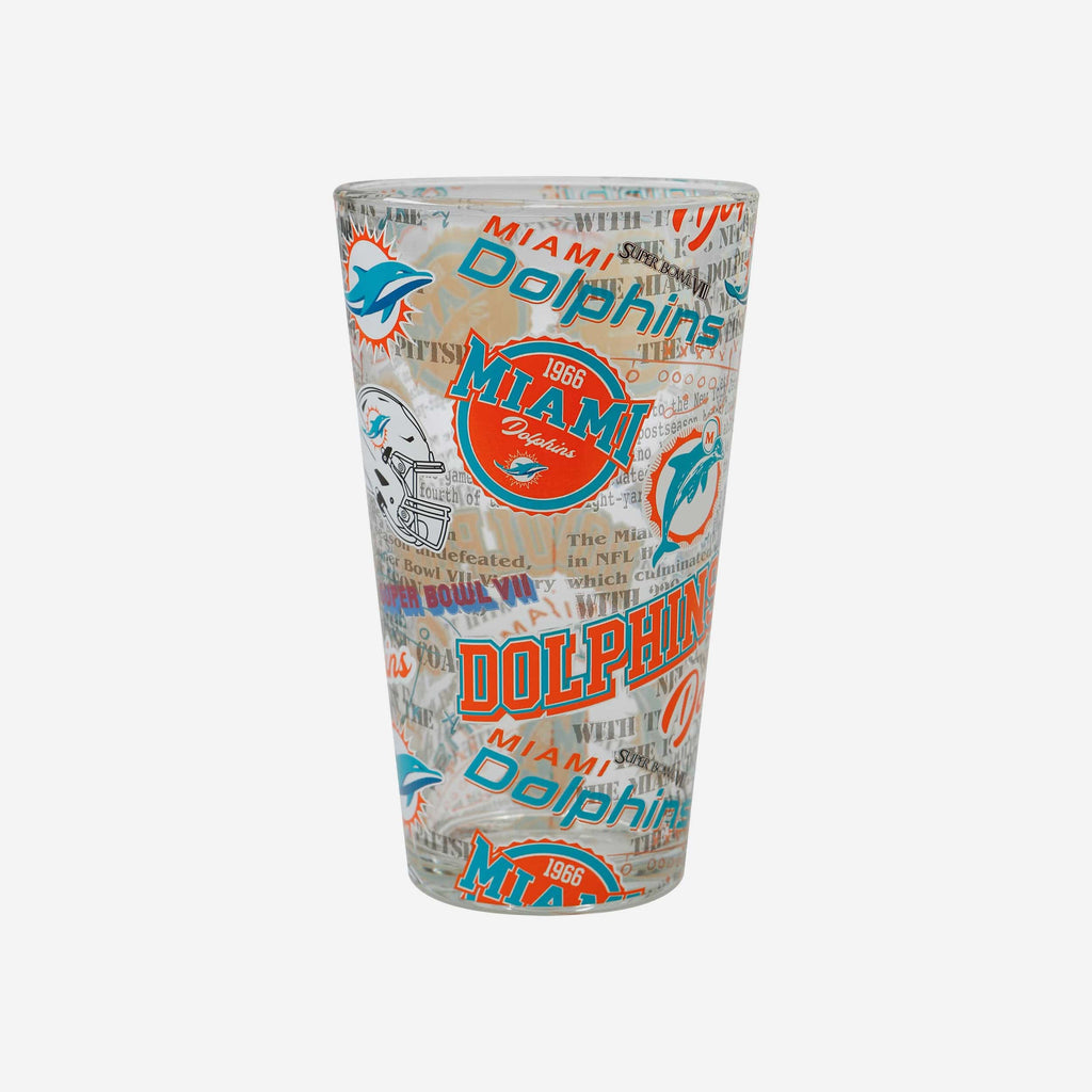 Miami Dolphins Historic Print Pint Glass FOCO - FOCO.com