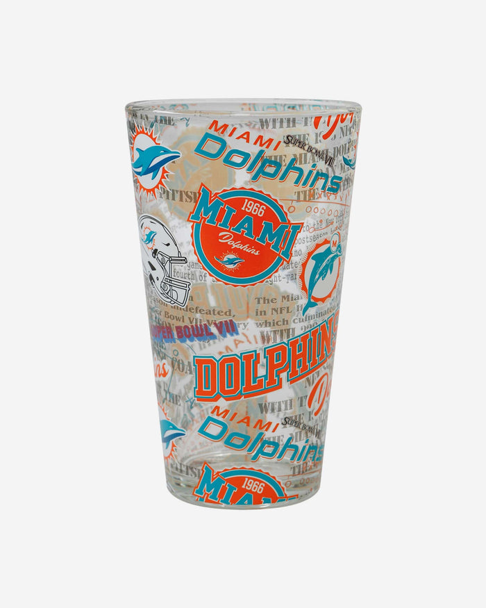 Miami Dolphins Historic Print Pint Glass FOCO - FOCO.com