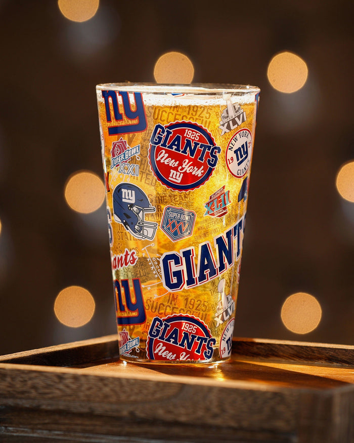 New York Giants Historic Print Pint Glass FOCO - FOCO.com